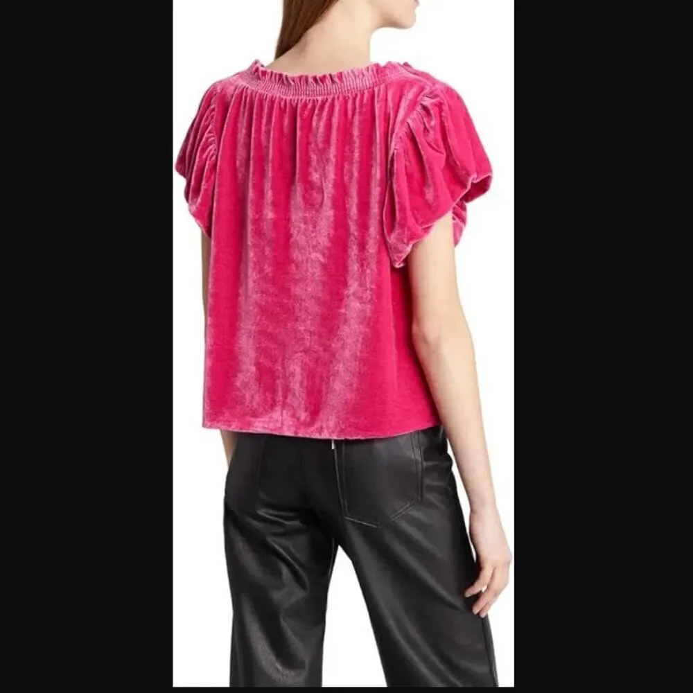 NWT Free People Terese Velvet Top in Pink Phenom | size XS
